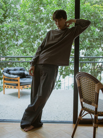 Cropped Boxy Long Sleeve Tee - Grey