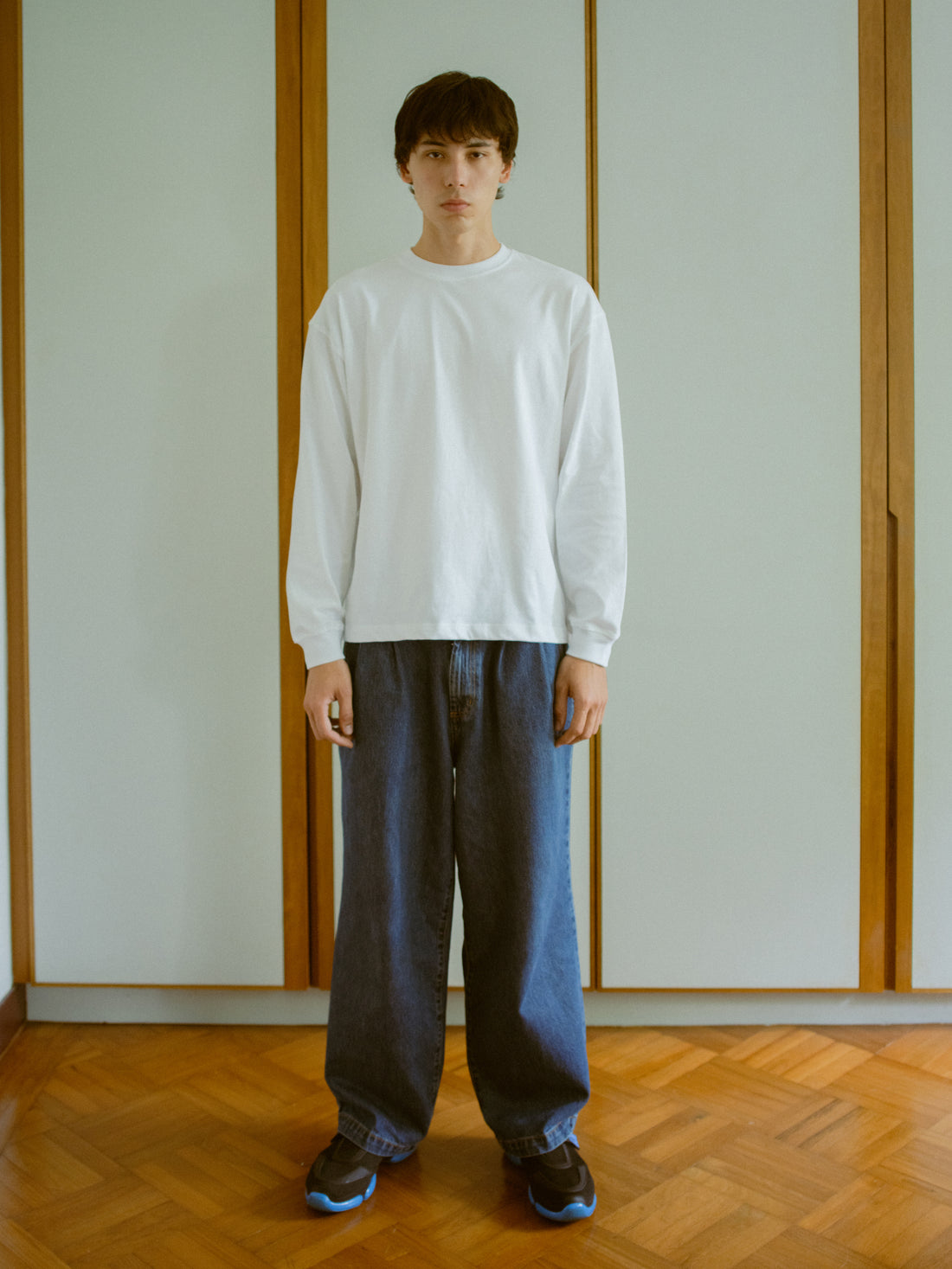 Cropped Boxy Long Sleeve Tee - White