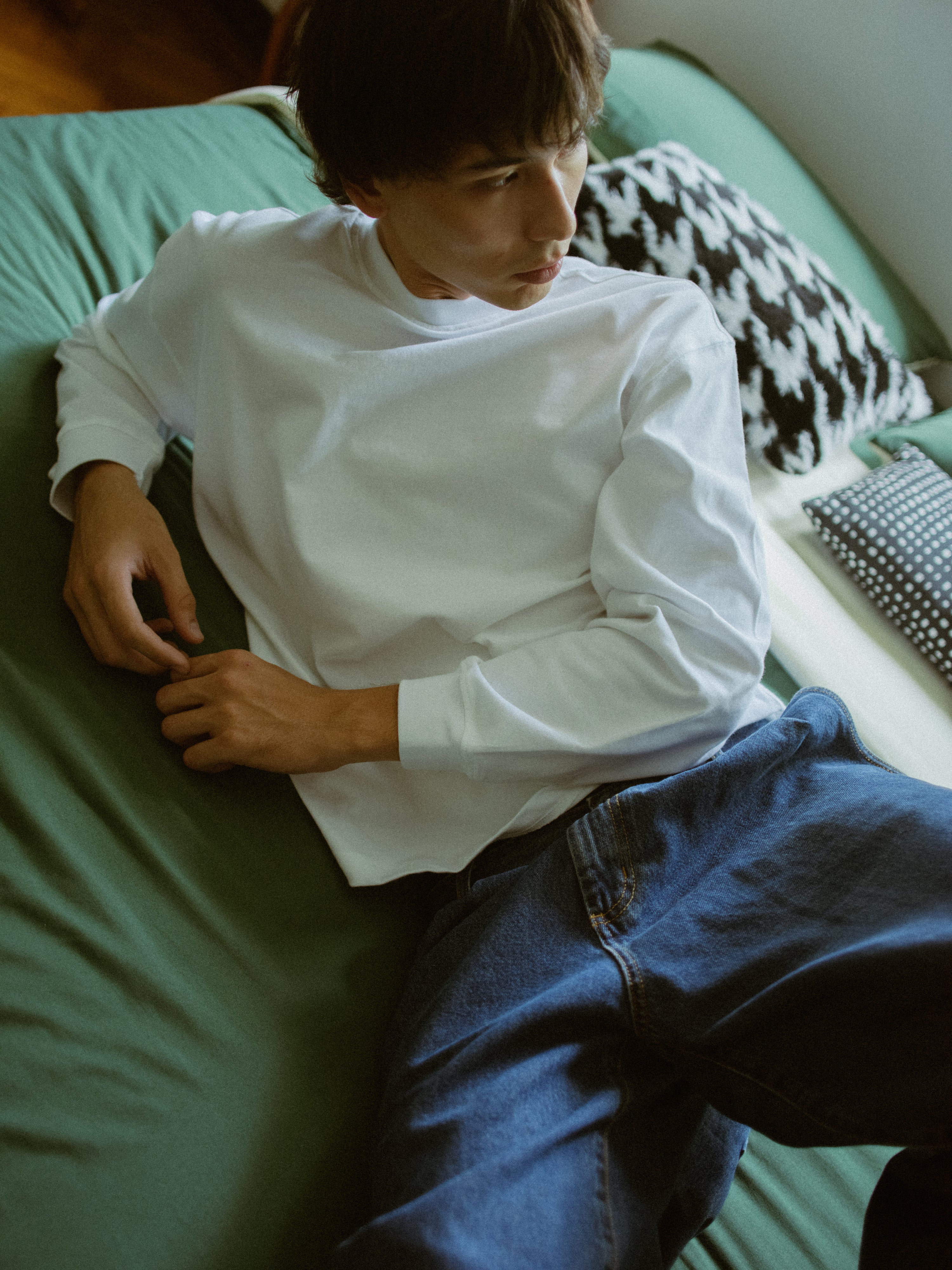 Boxy Long Sleeve Tee - White – Poshblanc